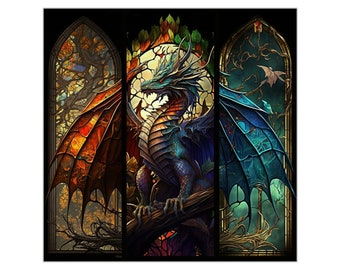 Stained Glass Dragon Sticker in 5 Sizes - Add Some Magic to Your World