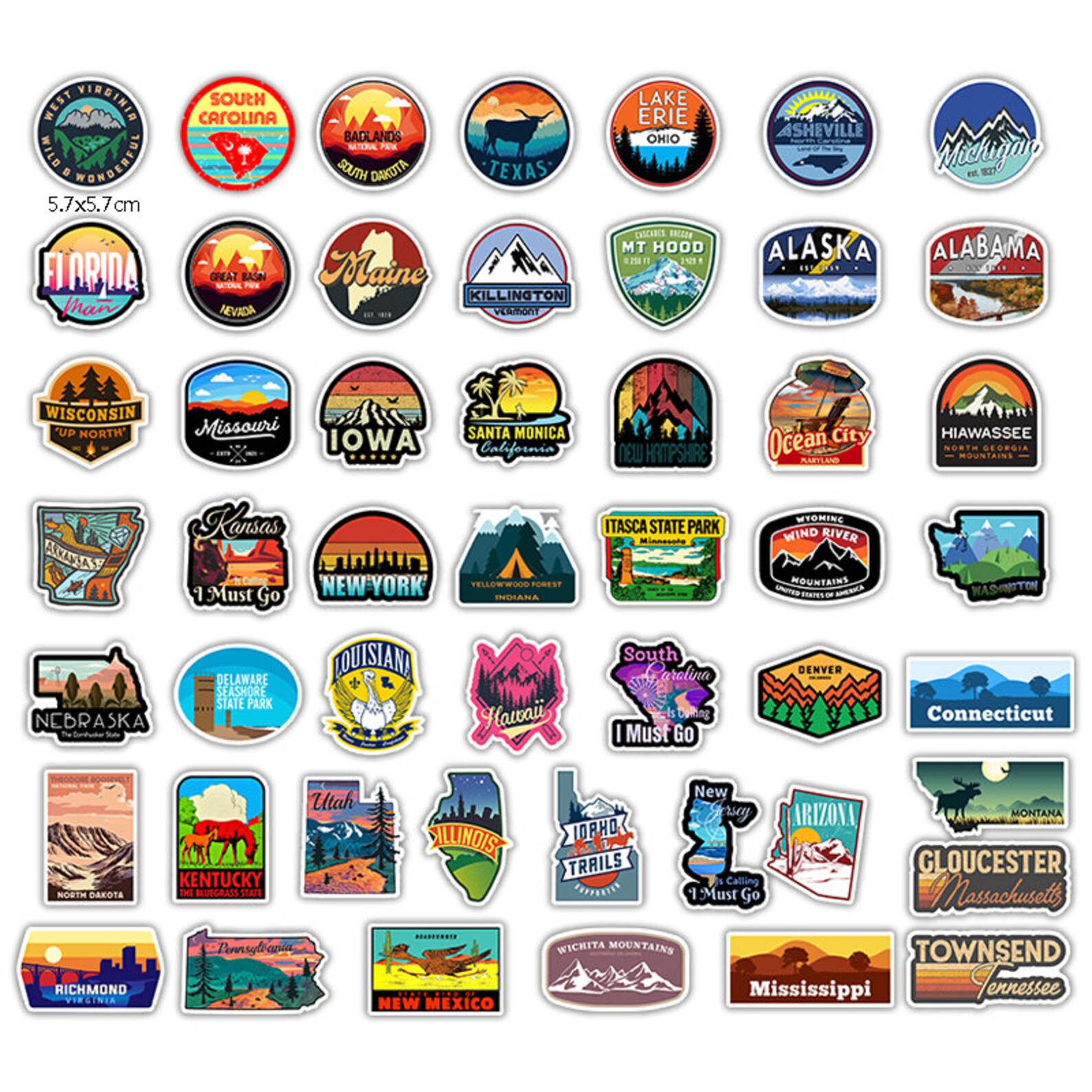 Us State Stickers 50 Pcs Waterproof RV Stickers Cute RV Etsy