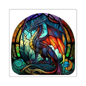 Add a Touch of Mythical Magic with Our Stained Glass Dragon Sticker