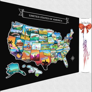 Scratch Off USA Travel Map – Hand Drawn, Visited States