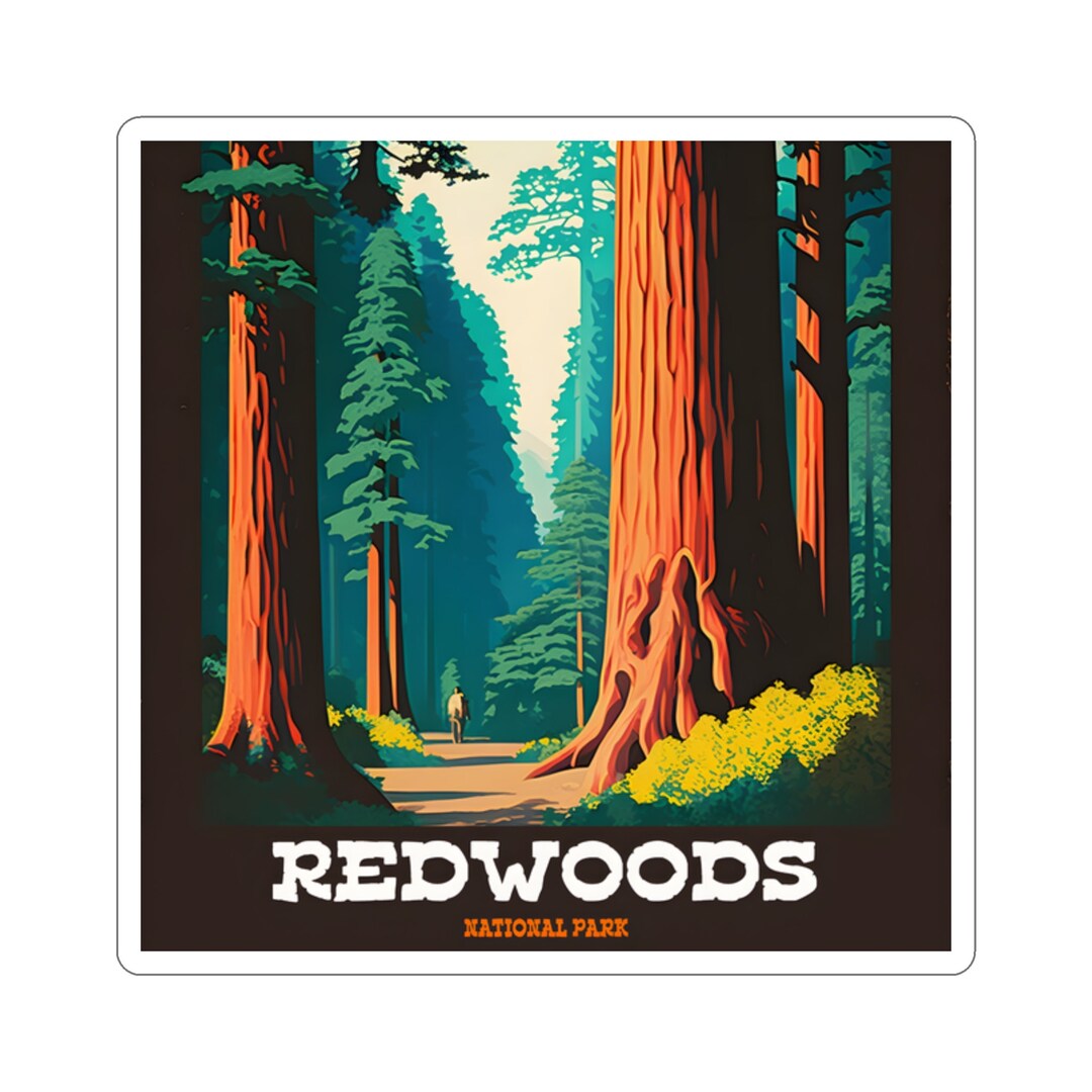 Vintage Redwoods National Park Sticker Retro Nature Design Etsy