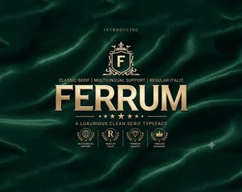 Ferrum Luxury Serif Font, Elegant Branding Typeface, Editorial Logo Typography