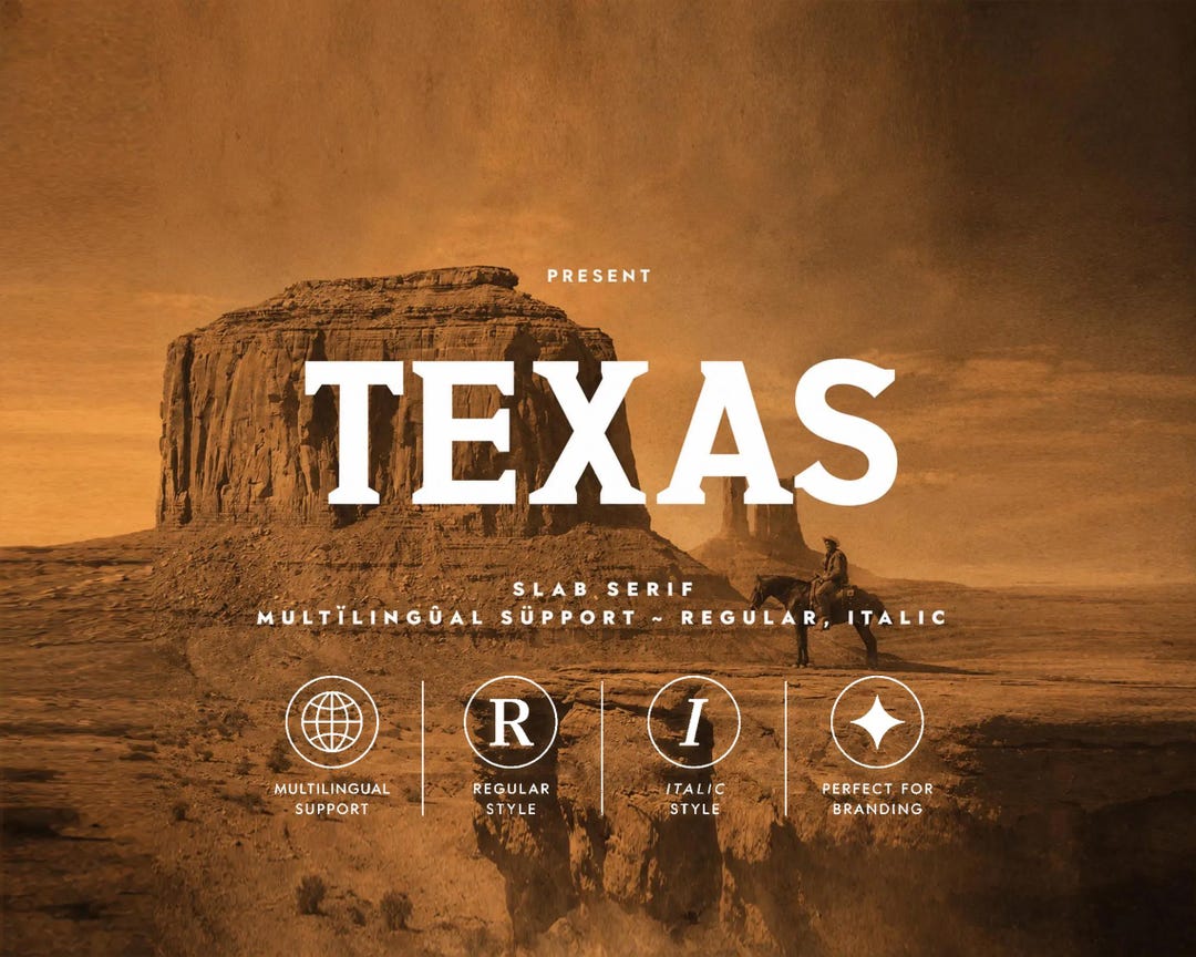 Eastern Rodeo Type Face Texas Western Slab Serif Font Cowboy Typeface Vintage Rodeo Ranch ...