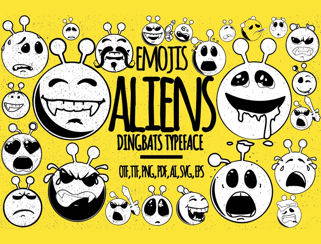 Aliens Emojis Generator Dingbats Font Etsy