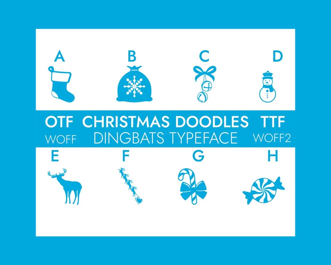 Christmas Doodles Dingbats Font - Commercial Use - Etsy