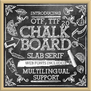 Chalkboard 2.0 Dekorative Platte Serif-Realistischer Kreide-Effekt Schriftart - Schulschrift - Italienisches Restaurant Schriftart - Mehrsprachige Unterstützung - Kommerzielle Nutzung