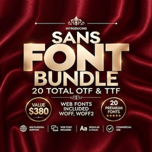 20 Schriftarten im Paket | Moderne serifenlose Schriften | Schriftarten für die kommerzielle Nutzung | OTF, TTF, WOFF, WOFF2 | Canva, Cricut, Branding, Logo & Webfonts