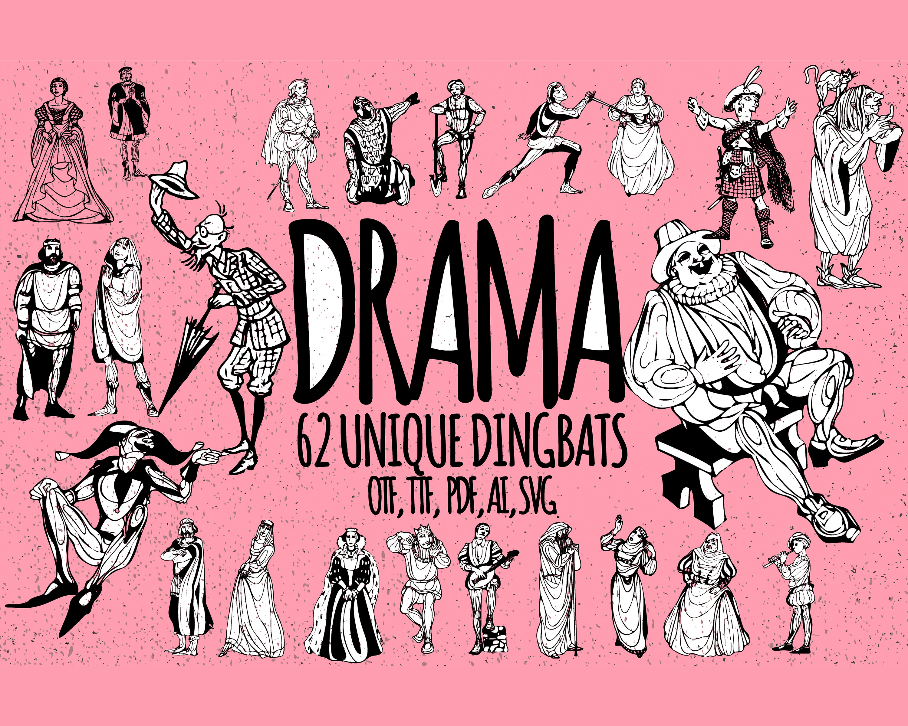 Drama Characters Dingbats Font: People & Caricature Designs - Etsy