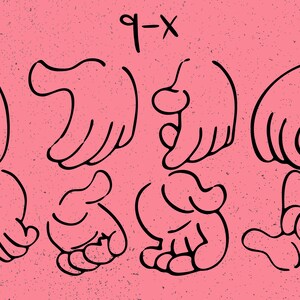 60+ Hands Illustration Cartoon Drawing Style Dingbats Font - Etsy