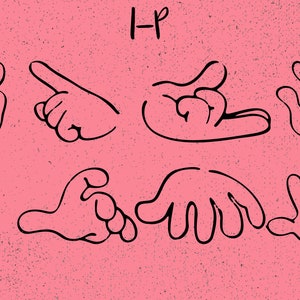 60+ Hands Illustration Cartoon Drawing Style Dingbats Font - Etsy