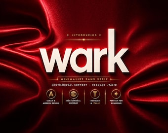Wark Sans Serif Font, Luxury Minimalist Typeface, Logo Branding, Multilingual Typography, Elegant Regular Italic