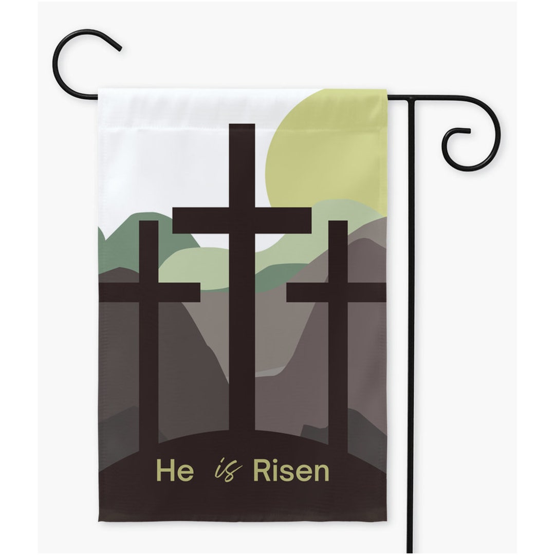 Easter Flag, He is Risen, Outdoor Decorations, Double Sided, Free