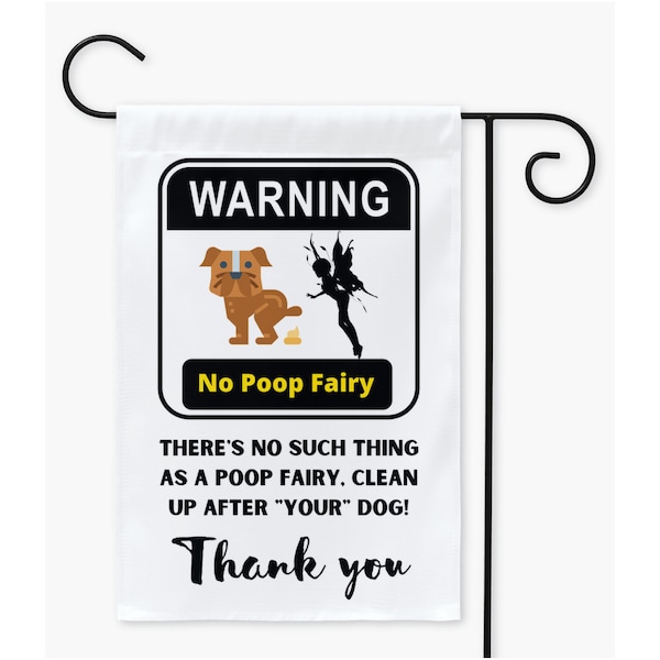 Warning No Poop | 12x18 or 24x32 inches Yard Flag| Outdoor Lawn and Yard Decorations| New Home Decor