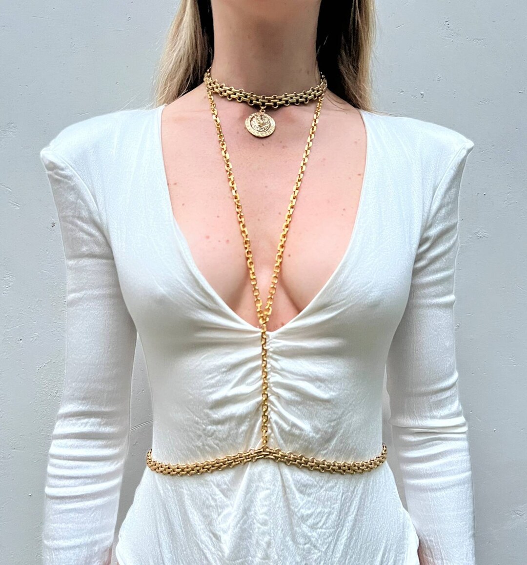 LEO 18k Gold Plated Body Jewelry Chains Etsy