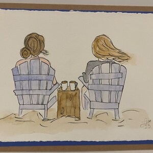 Hand Painted Card, sisters, friends, blank inside with envelope