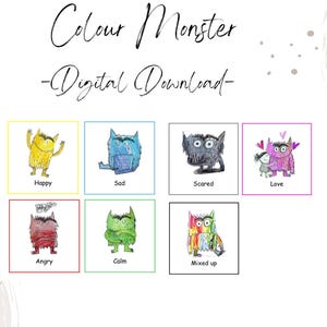 Cartes d'émotion de monstre de couleur