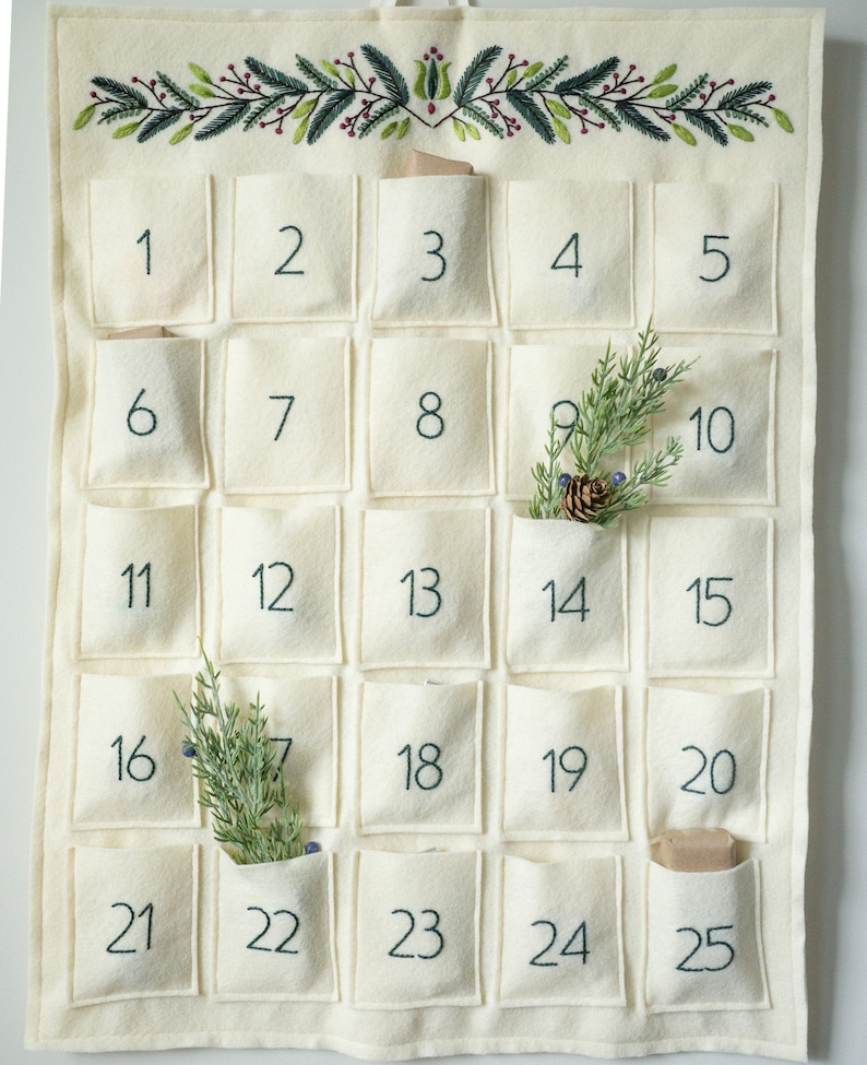 Heirloom Felt Advent Calendar Embroidery and Sewing Pattern Etsy Heirloom Felt Advent Calendar Embroidery and Sewing Pattern Etsy