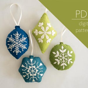 Lumi Ornaments Pattern | Beginner Friendly Hand Embroidery PDF Pattern for Scandinavian Snowflake Christmas Gifts and Decor