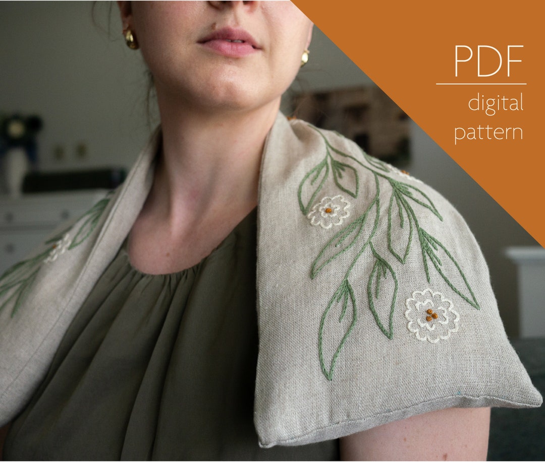 Rice Filled Neck Wrap Sewing and Embroidery PDF Pattern for Heating Pad or Cold Compress