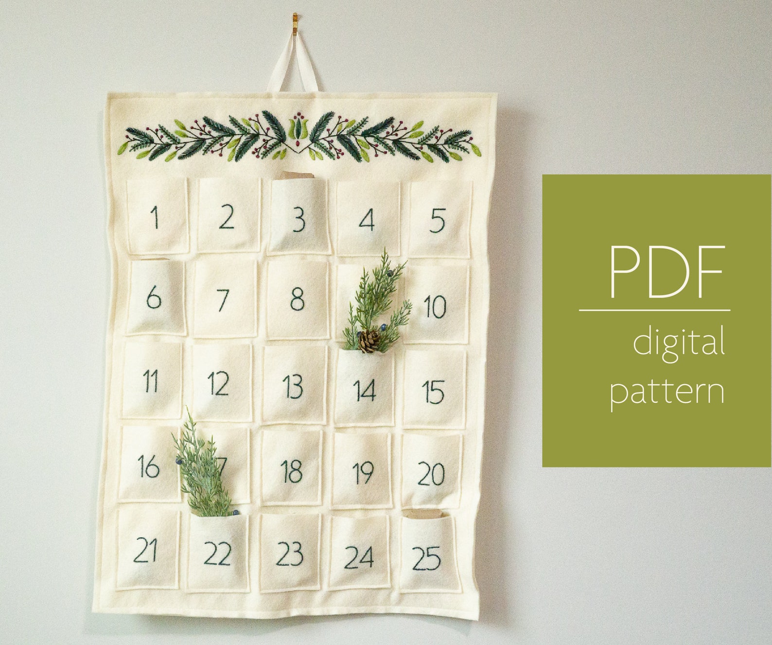 Heirloom Felt Advent Calendar Embroidery and Sewing Pattern Etsy