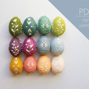 Felt Easter Eggs Embroidery Pattern: DIY Modern Folk Decor (PDF Download)
