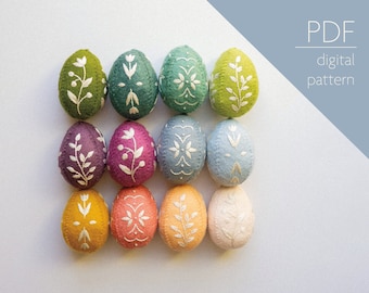 Felt Easter Eggs Embroidery Pattern: DIY Modern Folk Decor (PDF Download)