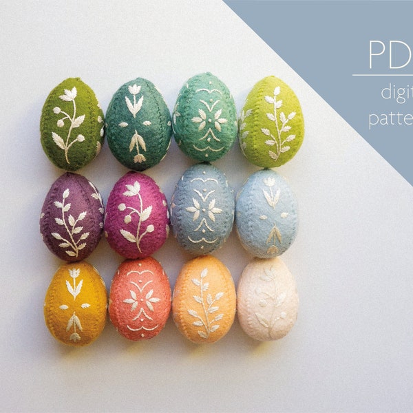 Patrón de huevos de Pascua populares modernos / bordado y costura para principiantes Descargar PDF para bricolaje decoración de Pascua elevada moderna