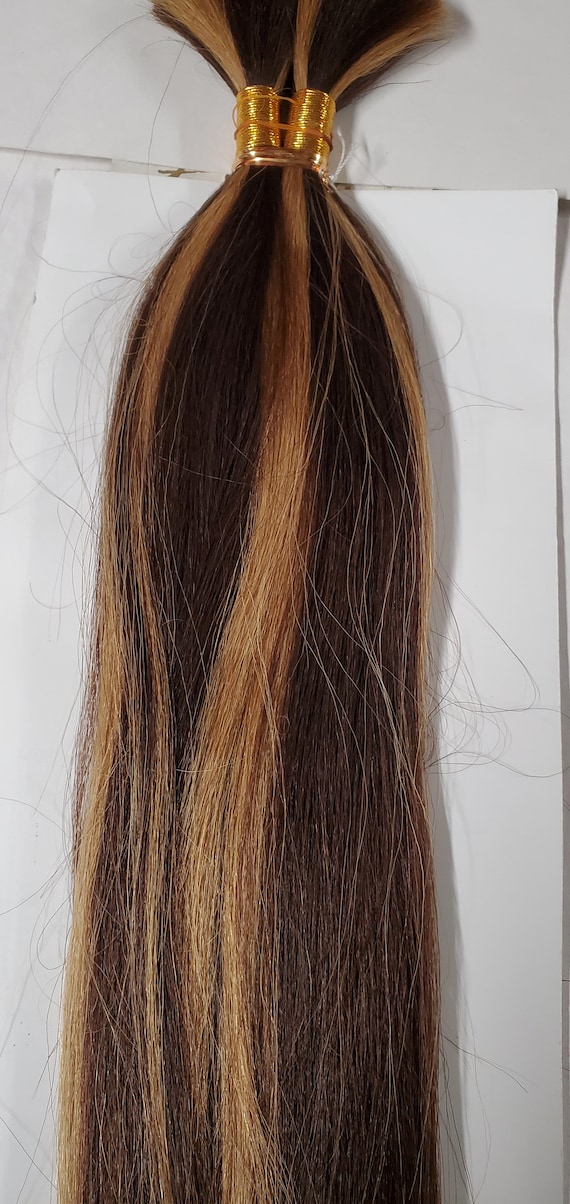 100% Human Hair Color 4 22” . Never used due to color match . Tangle free Caramel Blonde Balayage Sew-In Weft Extensions | 100% Remy  main image 3
