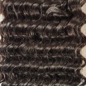 100% human hair tangle-free weave; deep wave; curly; weft; sew-in; for women.