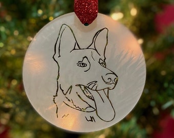 Custom Minimalist Pet Portrait On Clear Acrylic Christmas Ornament