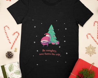 Sassy Boobs Christmas Shirt Joke Gift Tinsel Tits Ugly Christmas Sweater T-shirt Crewneck Red Xmas Holiday Rude Gag Gift