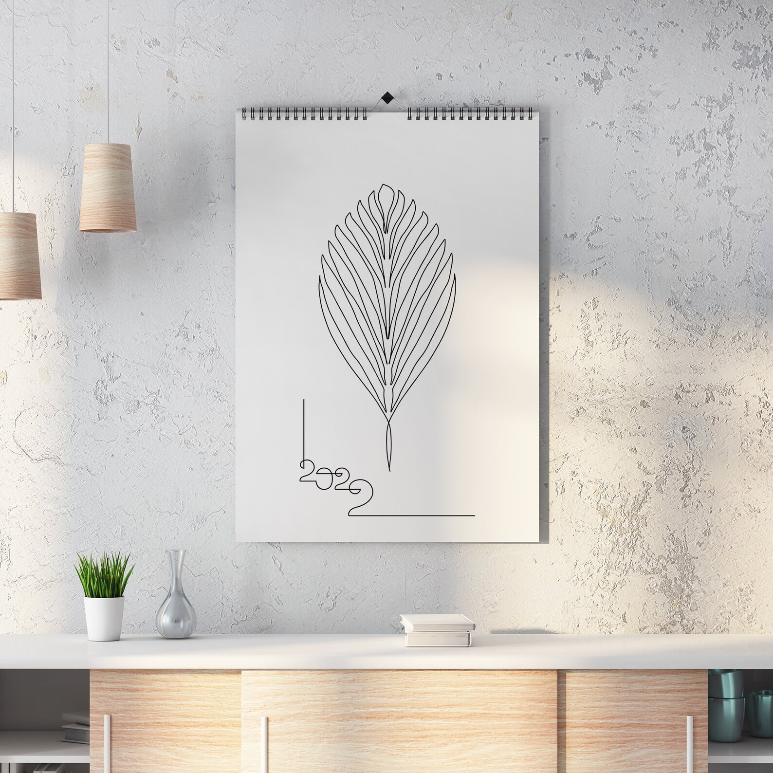 2022 Minimalist Boho Handrawn Floral Line Art Wall Calendar | Etsy