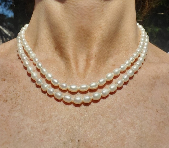 Julie - Long Multi-Strand Suede Freshwater Pearl Necklace - The Freshwater  Pearl Company