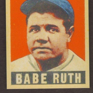 Lotto di 2 carte BABE RUTH Ristampa carta nuova #3 Yankees 1949 Foglia il bambino