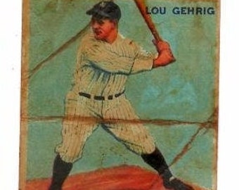 old aged 1933 Goudey #92 Lou Gehrig rookie RP New York Yankees aged