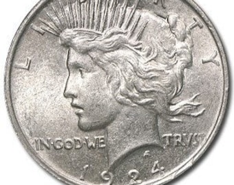 super rare  1924 peace Dollar 90% Silver Hand Made Souvenir Dollar Commemorative Coin .900 Fine Silver Restrike over 25 g non magnetic