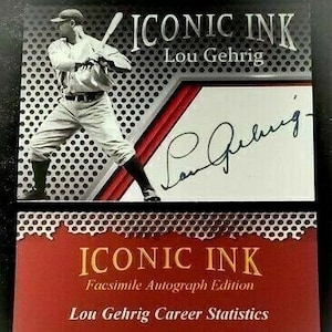 2 cards Lou Gehrig iconic Ink facsimile autograph rookie Card lot of 2 cards