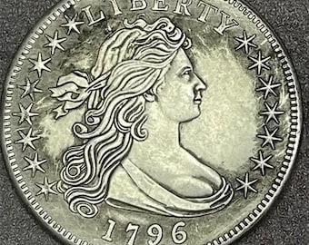 super rare 1796 Vintage Draped Bust Dollar Commemorative Coin Coin .900 Fine Silver Restrike over 25 g non magnetic