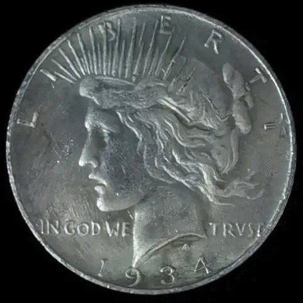 super rare  1934 peace Dollar 90% Silver Hand Made Souvenir Dollar Commemorative Coin .900 Fine Silver Restrike over 25 g non magnetic