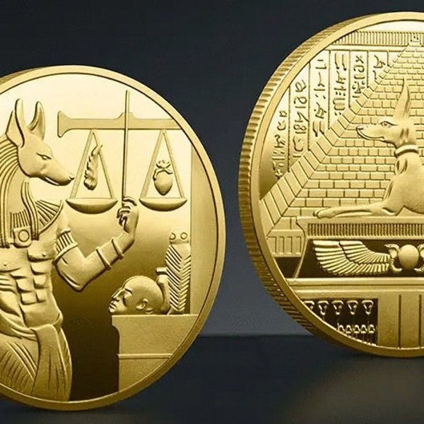 Ancient Egyptian Pharaoh Metal Commemorative Coins, Dog Head Dead Man Anubis Skyrim Commemorative Coin