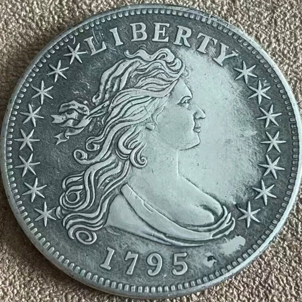 super rare 1795 Vintage Draped Bust Dollar Commemorative Coin Coin .900 Fine Silver Restrike over 25 g non magnetic