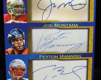 2 card lot Joe Montana Peyton Manning Tom Brady Iconic Ink Triple cuts