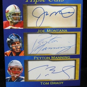 2 Karten Lot Joe Montana Peyton Manning Tom Brady Iconic Ink Dreifachschnitte