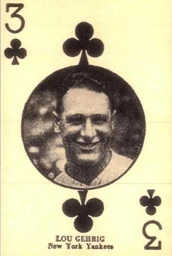 5 card lot LOU GEHRIG 1927 "3 of Clubs" Card W560 Reprint mint rare