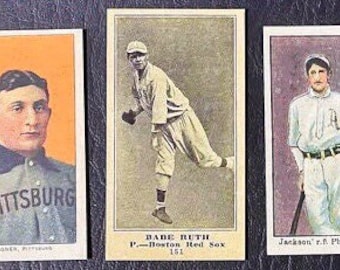 3 card lot Babe Ruth rookie shoeless Joe Jackson Honus wagner reprint mint nice 3 card lot