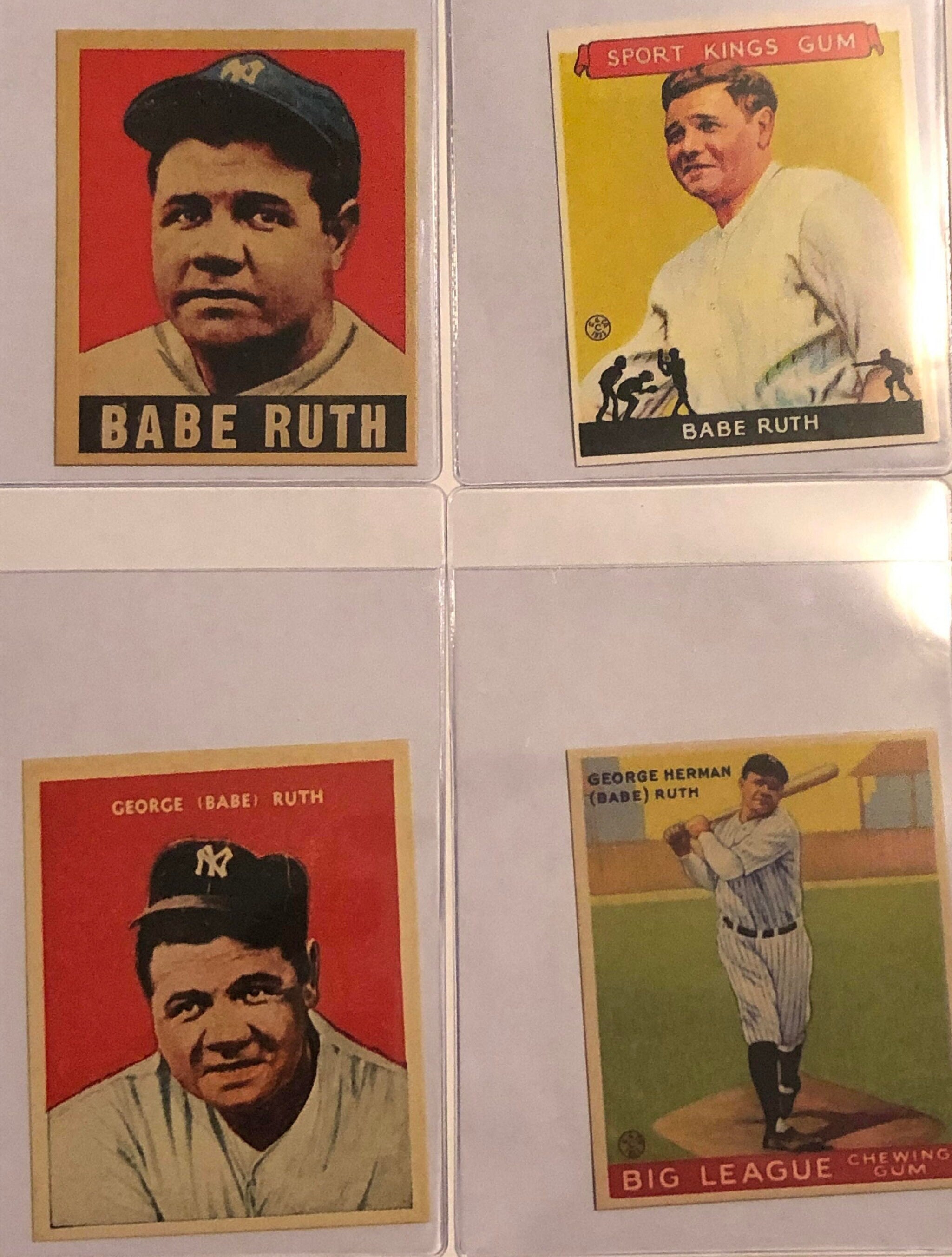 4 Card Lot Babe Ruth Reprint Mint 4 Cards - Etsy