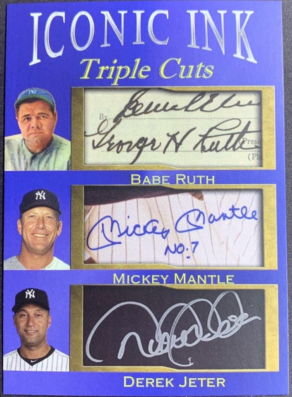 限定版カード 3 枚セット ミッキー・マントル ベーブ・ルース デレク