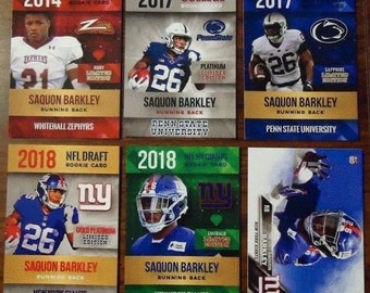 6 card lot Saquon Barkley 6 Card Rookie Lot 2014 High School 2017 Penn State 2018 New York Giants 6 cards