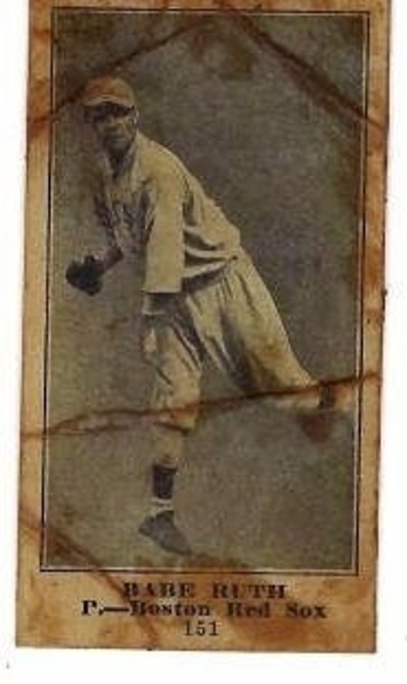 Old Aged Rookie Babe Ruth Baseball Card Signed Boston 151 Red