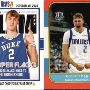Lote raro de 2 tarjetas personalizadas de Cooper Flagg, prospecto destacado del draft.